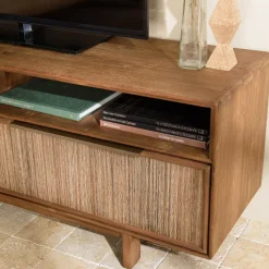 Macabane Meuble TV 2 tiroirs 2 niches en bois de teck recyclé Sale