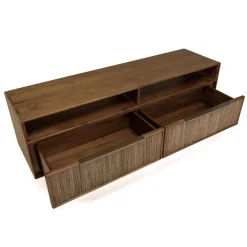 Macabane Meuble TV 2 tiroirs 2 niches en bois de teck recyclé Sale