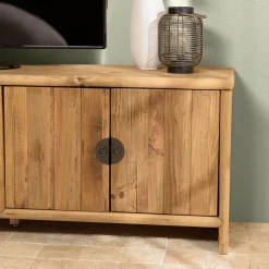 Macabane Meuble TV 2 tiroirs 4 portes bois pin recyclé SANDY