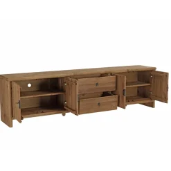 Macabane Meuble TV 2 tiroirs 4 portes bois pin recyclé SANDY