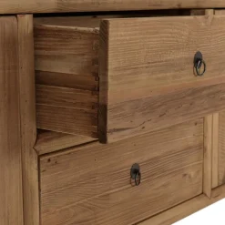 Macabane Meuble TV 2 tiroirs 4 portes bois pin recyclé SANDY