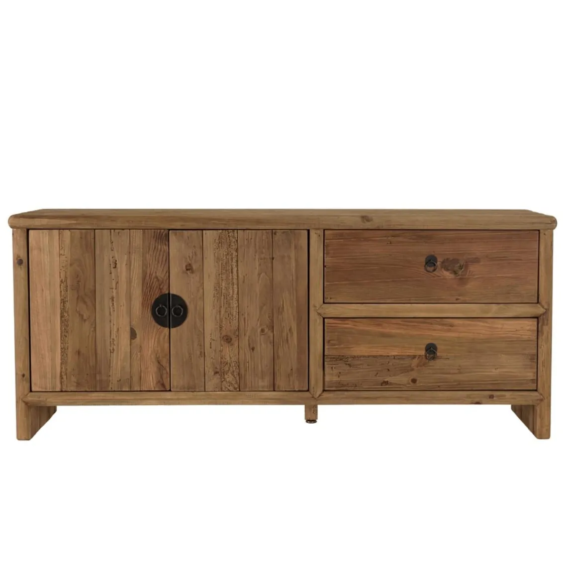 Macabane Meuble TV 2 tiroirs 2 portes bois pin recyclé SANDY Clearance