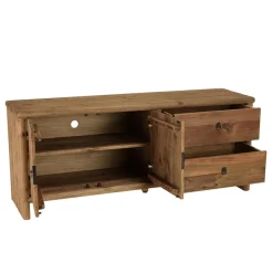 Macabane Meuble TV 2 tiroirs 2 portes bois pin recyclé SANDY Clearance