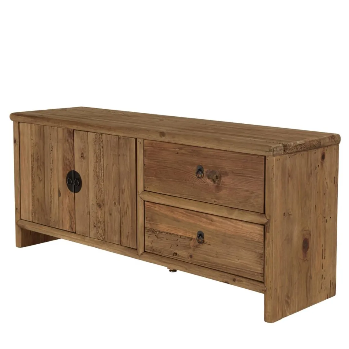 Macabane Meuble TV 2 tiroirs 2 portes bois pin recyclé SANDY Clearance