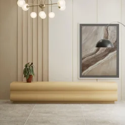 3S. x Home Meuble tv 8 tiroirs arrondis Mezade Bois Beige