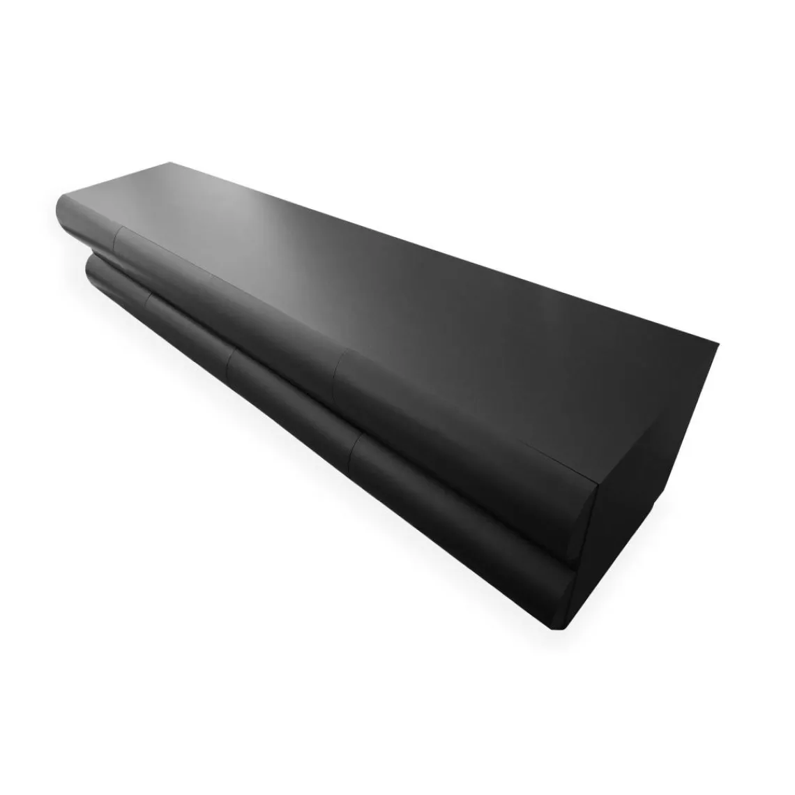 3S. x Home Meuble tv 8 tiroirs arrondis Mezade Bois Noir Outlet