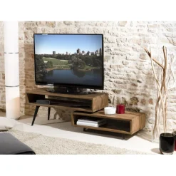 Macabane Meuble TV ALIDA Bois Rotatif Scandi Clearance