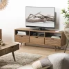 Macabane Meuble Tv ANDY Scandi Bois 3 Tiroirs 3 Niches Sapin Outlet