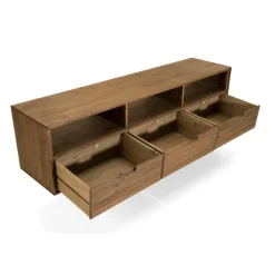 Macabane Meuble Tv ANDY Scandi Bois 3 Tiroirs 3 Niches Sapin Outlet