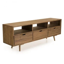 Macabane Meuble Tv ANDY Scandi Bois 3 Tiroirs 3 Niches Sapin Outlet
