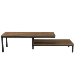 Macabane Meuble TV avec 2 tablettes en teck recyclé et pieds en métal Online