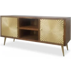 3S. x Home Meuble TV Bois et Or LUMINA Outlet