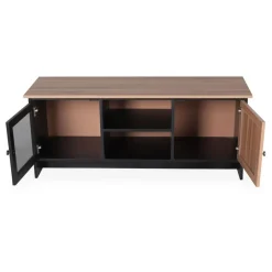 3S. x Home Meuble TV contemporain 2 portes Franck Bois et Noir Clearance