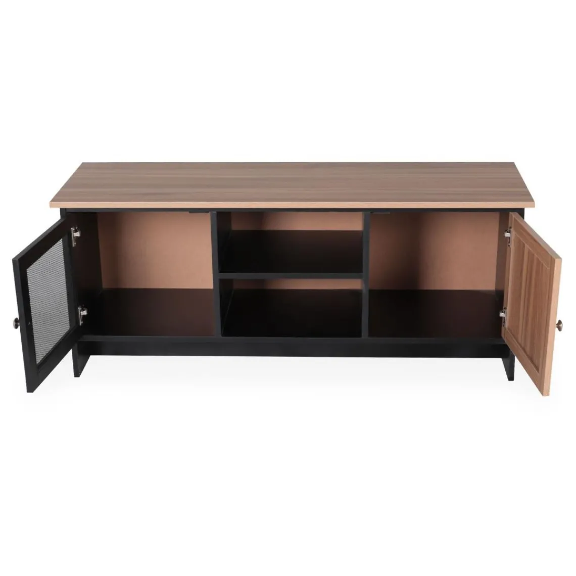 3S. x Home Meuble TV contemporain 2 portes Franck Bois et Noir Clearance