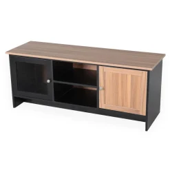 3S. x Home Meuble TV contemporain 2 portes Franck Bois et Noir Clearance