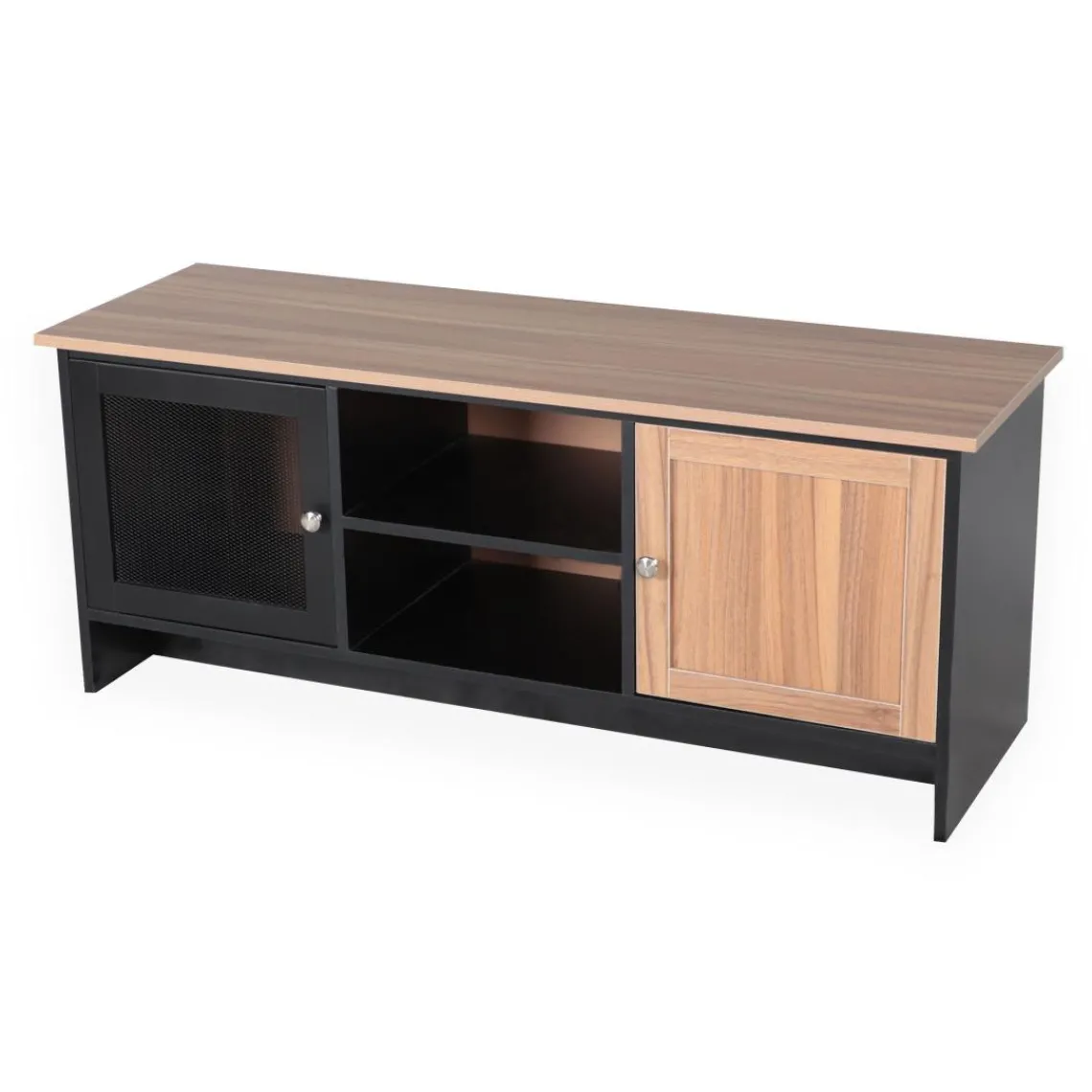 3S. x Home Meuble TV contemporain 2 portes Franck Bois et Noir Clearance