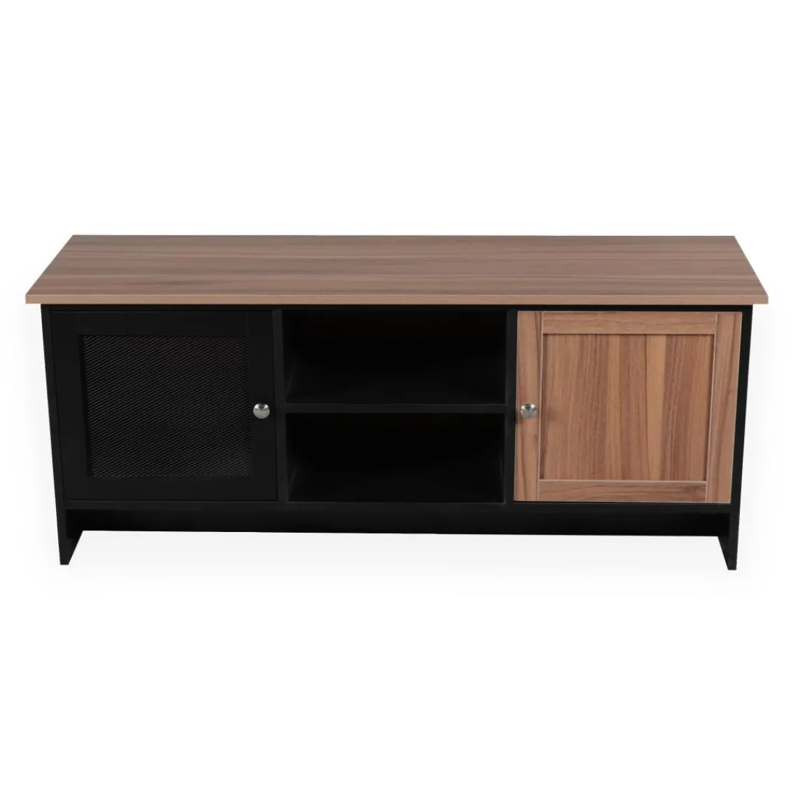 3S. x Home Meuble TV contemporain 2 portes Franck Bois et Noir Clearance