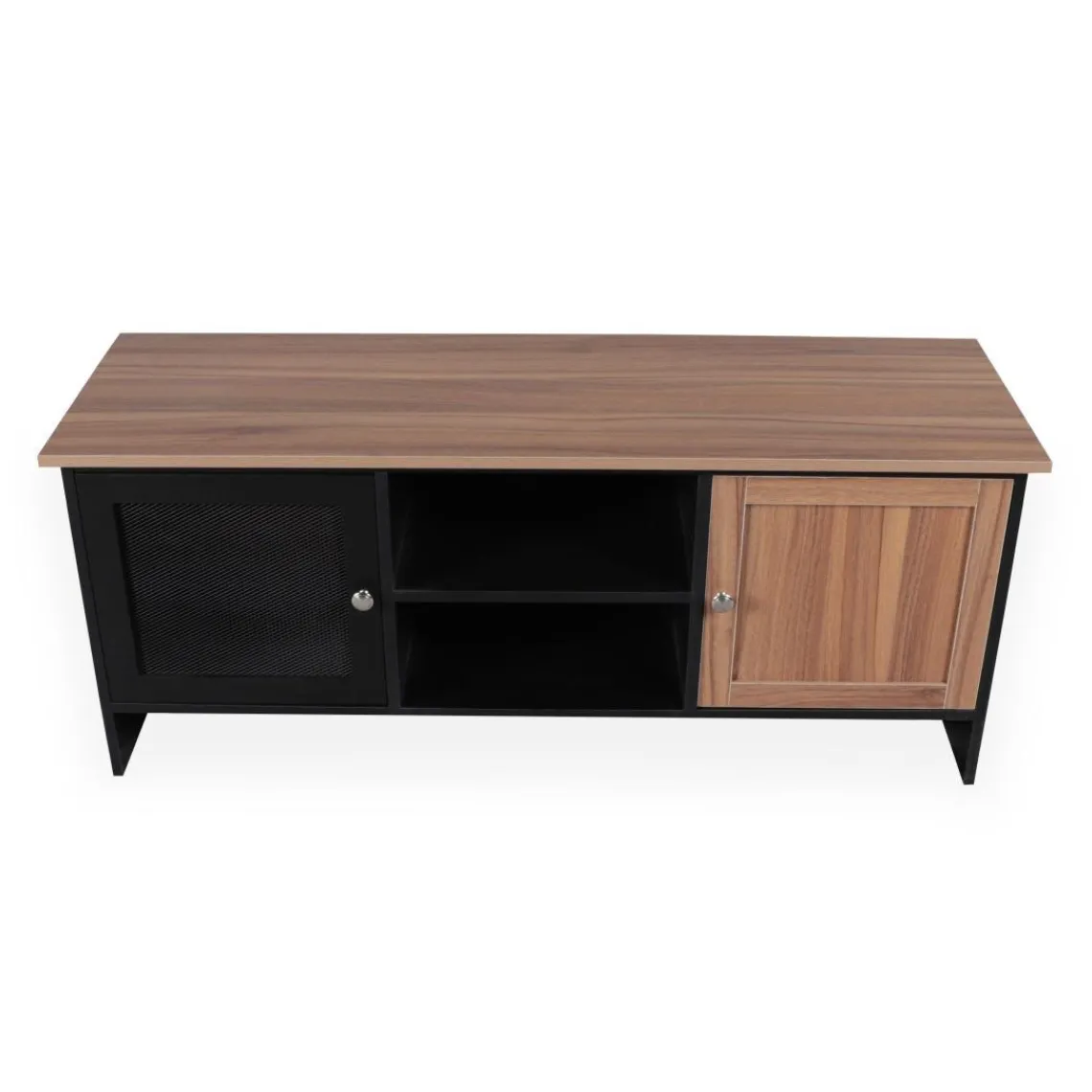 3S. x Home Meuble TV contemporain 2 portes Franck Bois et Noir Clearance