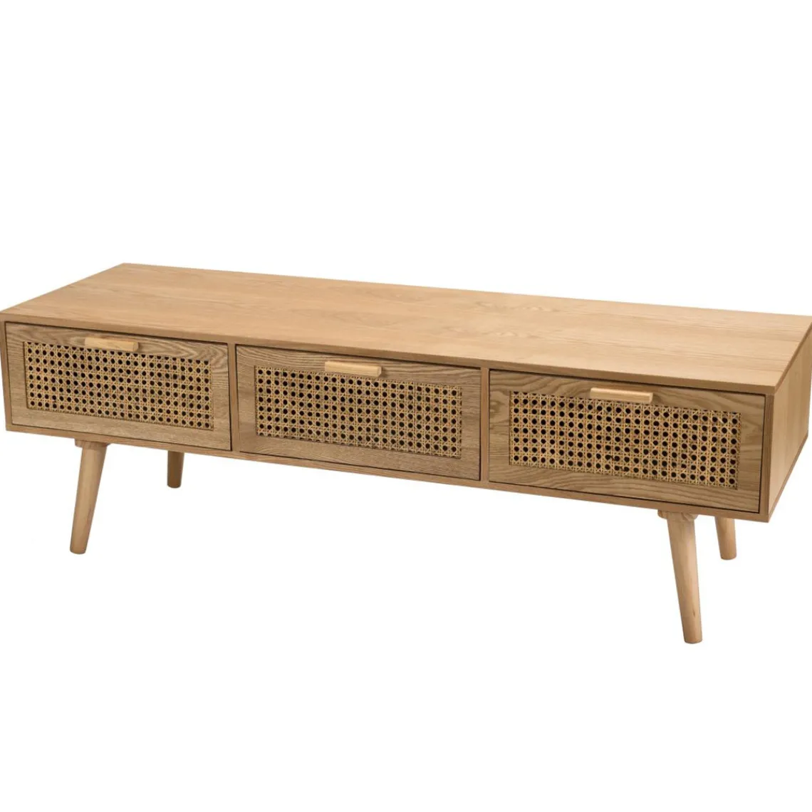 Macabane Meuble TV couleur naturel 3 tiroirs cannage - RODRIGO Clearance
