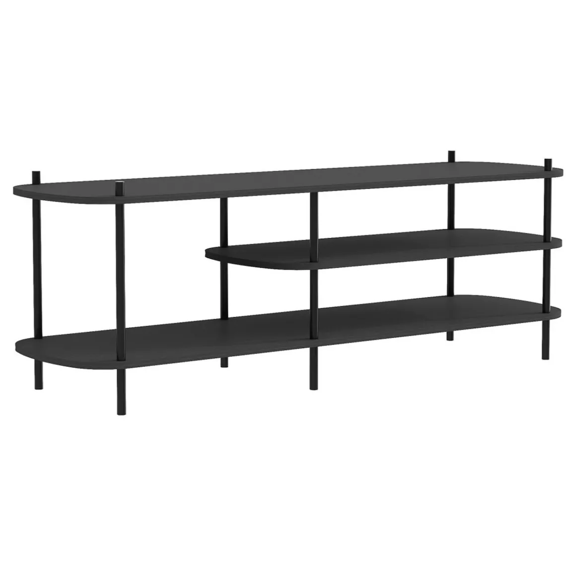 Nordlys Meuble TV design industriel rangement en bois noir Discount