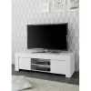 3S. x Home Meuble TV deux portes en bois FIRENZE blanc opaque Best