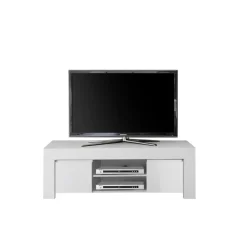 3S. x Home Meuble TV deux portes en bois FIRENZE blanc opaque Best
