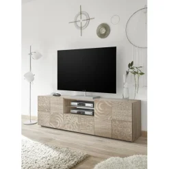 3S. x Home Meuble TV deux portes et 1 tiroir MIRO décor chêne Online