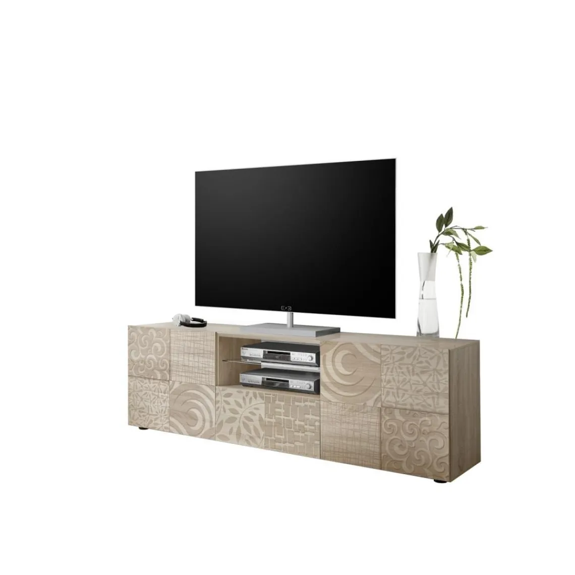 3S. x Home Meuble TV deux portes et 1 tiroir MIRO décor chêne Online