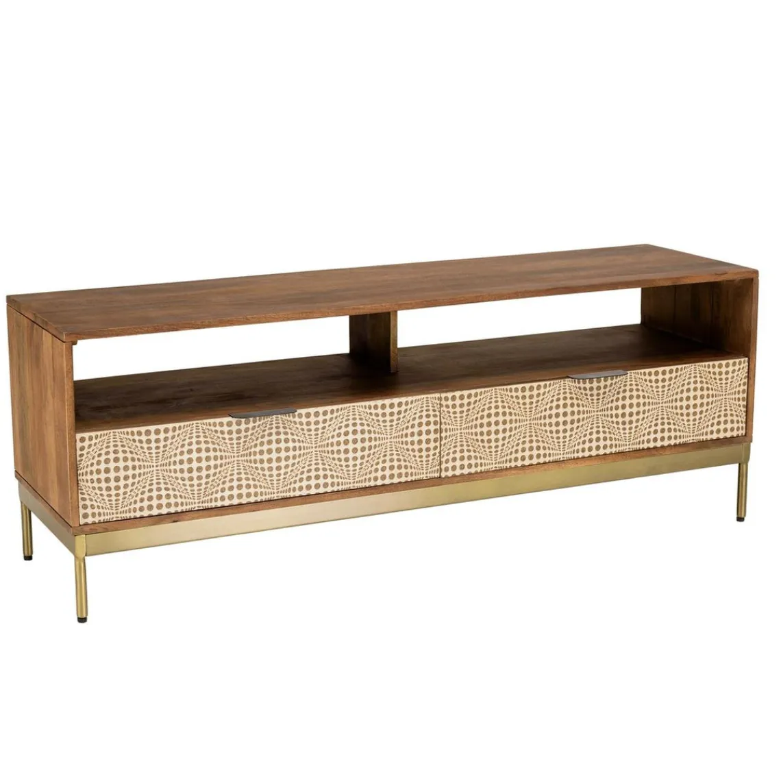 Macabane Meuble TV en bois de manguier 2 niches 2 tiroirs ALIX New