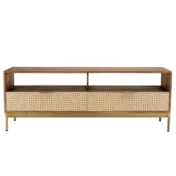 Macabane Meuble TV en bois de manguier 2 niches 2 tiroirs ALIX New