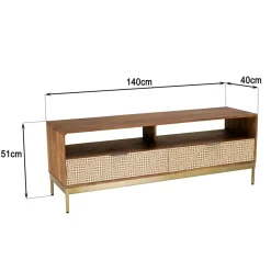 Macabane Meuble TV en bois de manguier 2 niches 2 tiroirs ALIX New