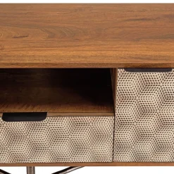 Macabane Meuble TV en bois de manguier 2 portes 1 tiroir motifs ethniques ALIX Sale