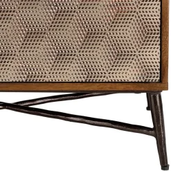 Macabane Meuble TV en bois de manguier 2 portes 1 tiroir motifs ethniques ALIX Sale