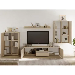 3S. x Home Meuble TV en Panneau de particules Bois blanc Online