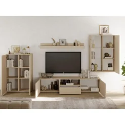 3S. x Home Meuble TV en Panneau de particules Bois blanc Online