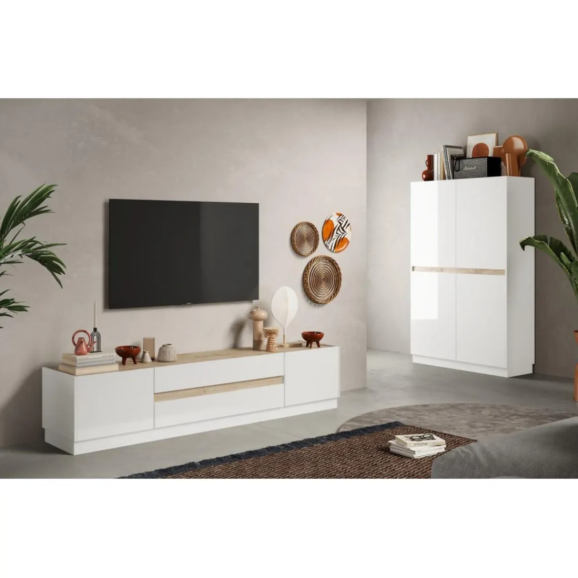 3S. x Home Meuble TV FANTASY blanc laqué Clearance