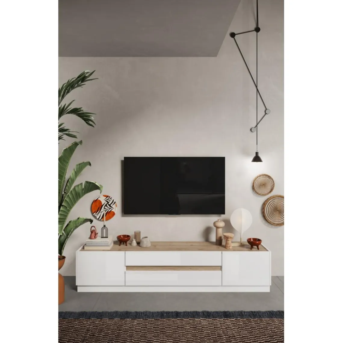 3S. x Home Meuble TV FANTASY blanc laqué Clearance