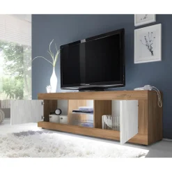 3S. x Home Meuble TV grande2 portes sans éclairage bicolore