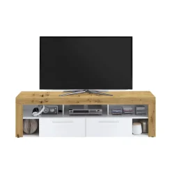 3S. x Home Meuble TV large chêne et blanc ONIA Online