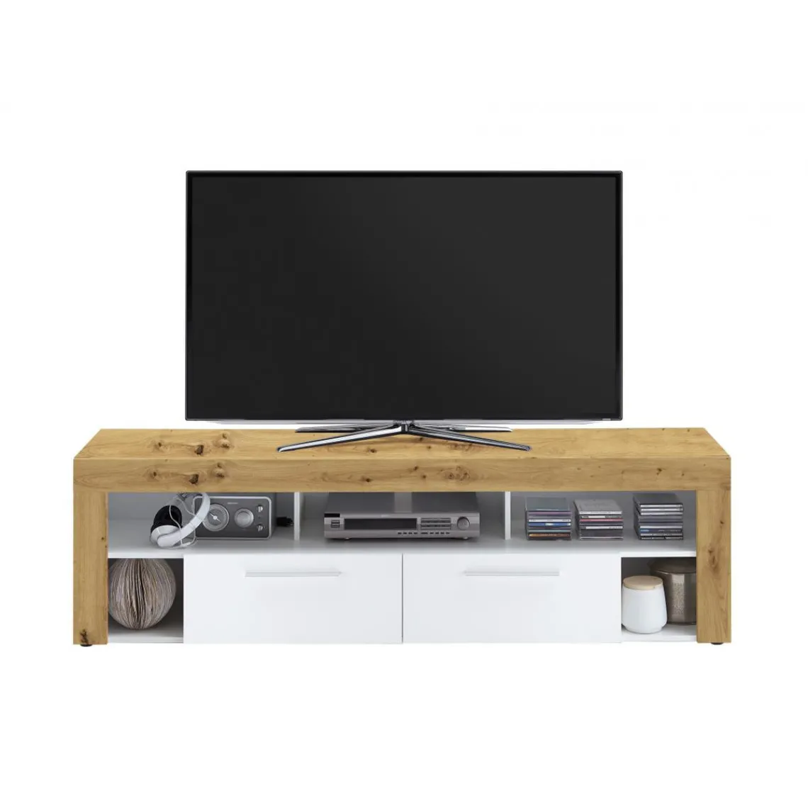 3S. x Home Meuble TV large chêne et blanc ONIA Online