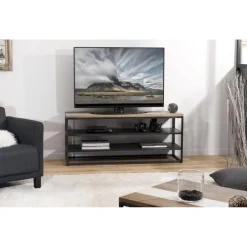 Macabane Meuble TV LEANDRE Avec 2 Étagères Bois Et Métal Best