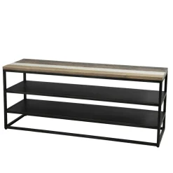 Macabane Meuble TV LEANDRE Avec 2 Étagères Bois Et Métal Best