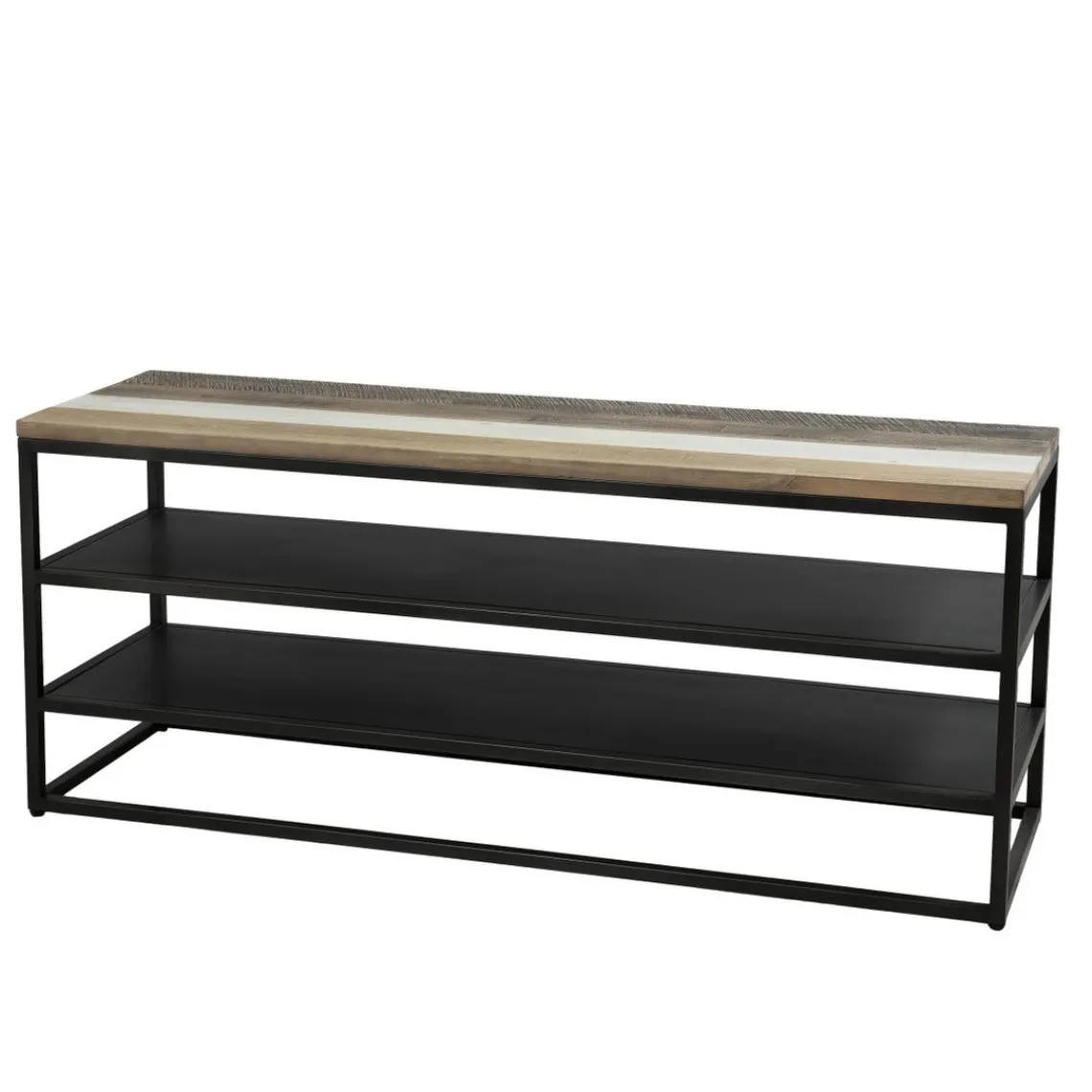 Macabane Meuble TV LEANDRE Avec 2 Étagères Bois Et Métal Best