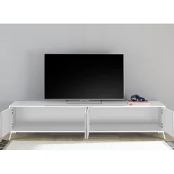3S. x Home Meuble TV lowboard 4 portes blanc lacqué Outlet