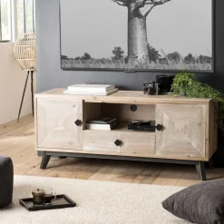 Macabane Meuble Tv MANDY Scandi 2 Portes 1 Tiroir 1 Niche Online