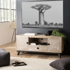 Macabane Meuble Tv MANDY Scandi 2 Portes 1 Tiroir 1 Niche Online