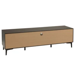 Macabane Meuble TV marron, noir 2 p. 1 tiroir 1 niche Pin pieds métal Hot