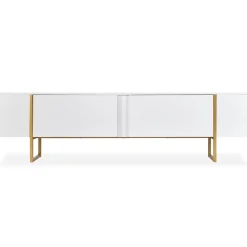 3S. x Home Meuble TV moderne avec 2 portes Valmain Blanc et Métal Or Online
