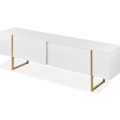 3S. x Home Meuble TV moderne avec 2 portes Valmain Blanc et Métal Or Online