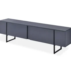 3S. x Home Meuble TV moderne avec 2 portes Valmain L180cm Gris foncé et Métal Noir Sale